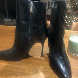 Zara patent leather stiletto boots